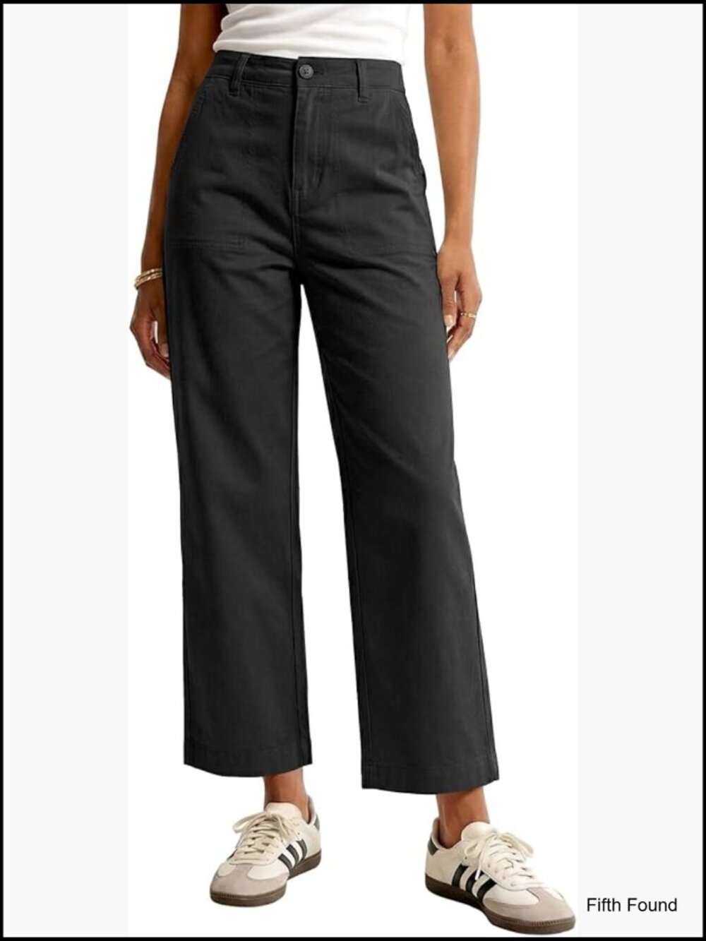 High Waisted Wide Leg Cropped Pants with Pockets